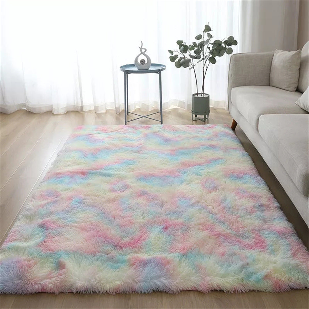 New Gradient Color Tie-Dye Carpet, Simple Long Hair Mat, Doormat, Sofa, Living Room, Bedside Mat