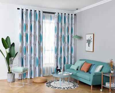 Nordic Style Nordic Leaf Curtain Shading Bedroom Living Room Shading Curtain Finished Simple Modern
